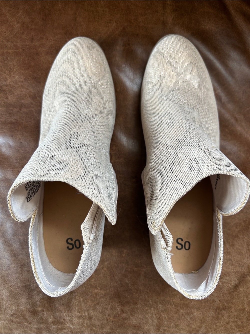 SO Metallic Knit Beige Ankle Booties